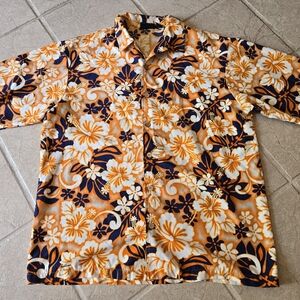 Hawaiian Shirt XL Orange Tropical Floral ODO Vacationwear